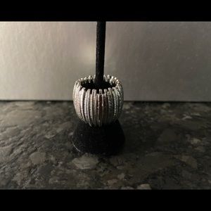 Funky Silver-tone Elasticized Ring